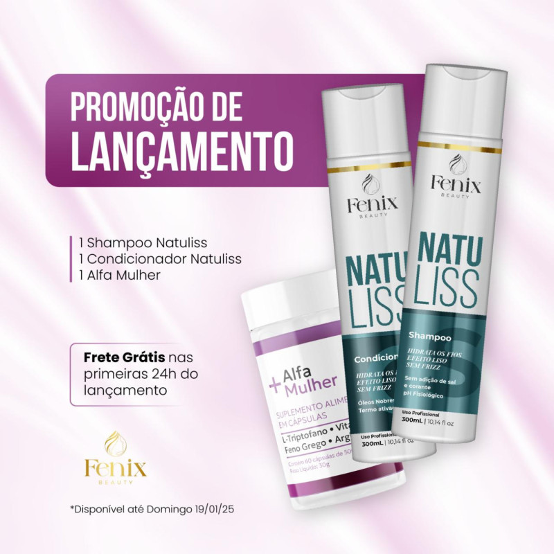 Kit Shampoo e Condicionador Natuliss 300ml + 1 Alfa Mulher 60 Cápsulas