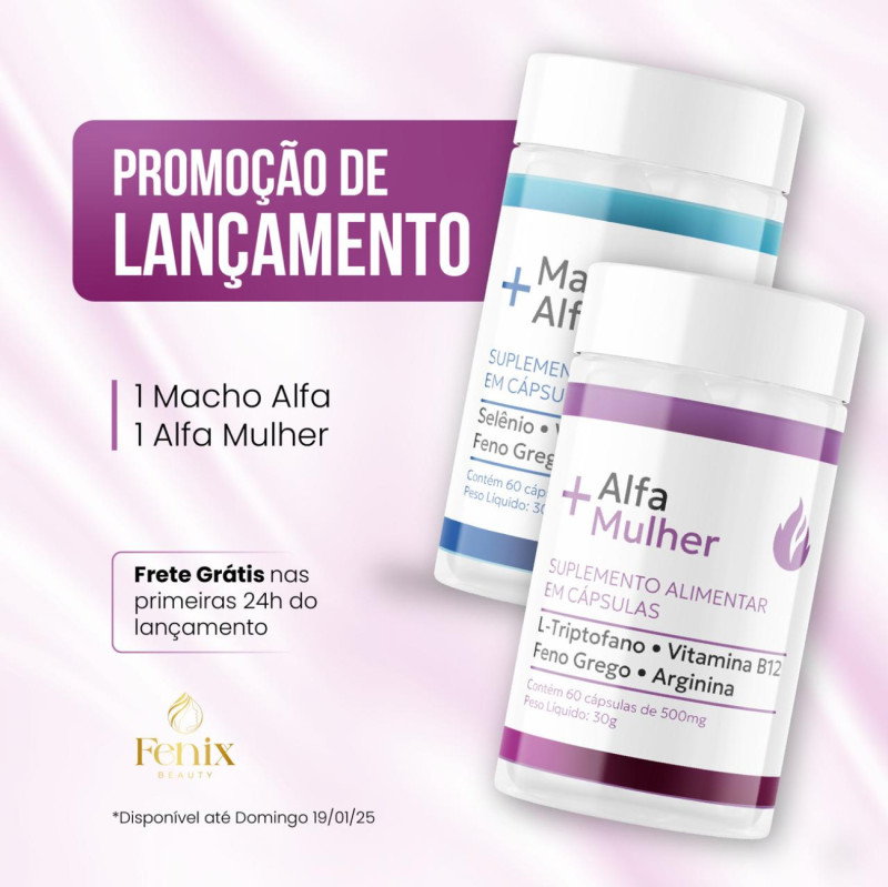 Kit 1 Alfa Mulher 60 Cápsulas 500Mg + 1 Macho Alfa 60 Cápsulas 500Mg